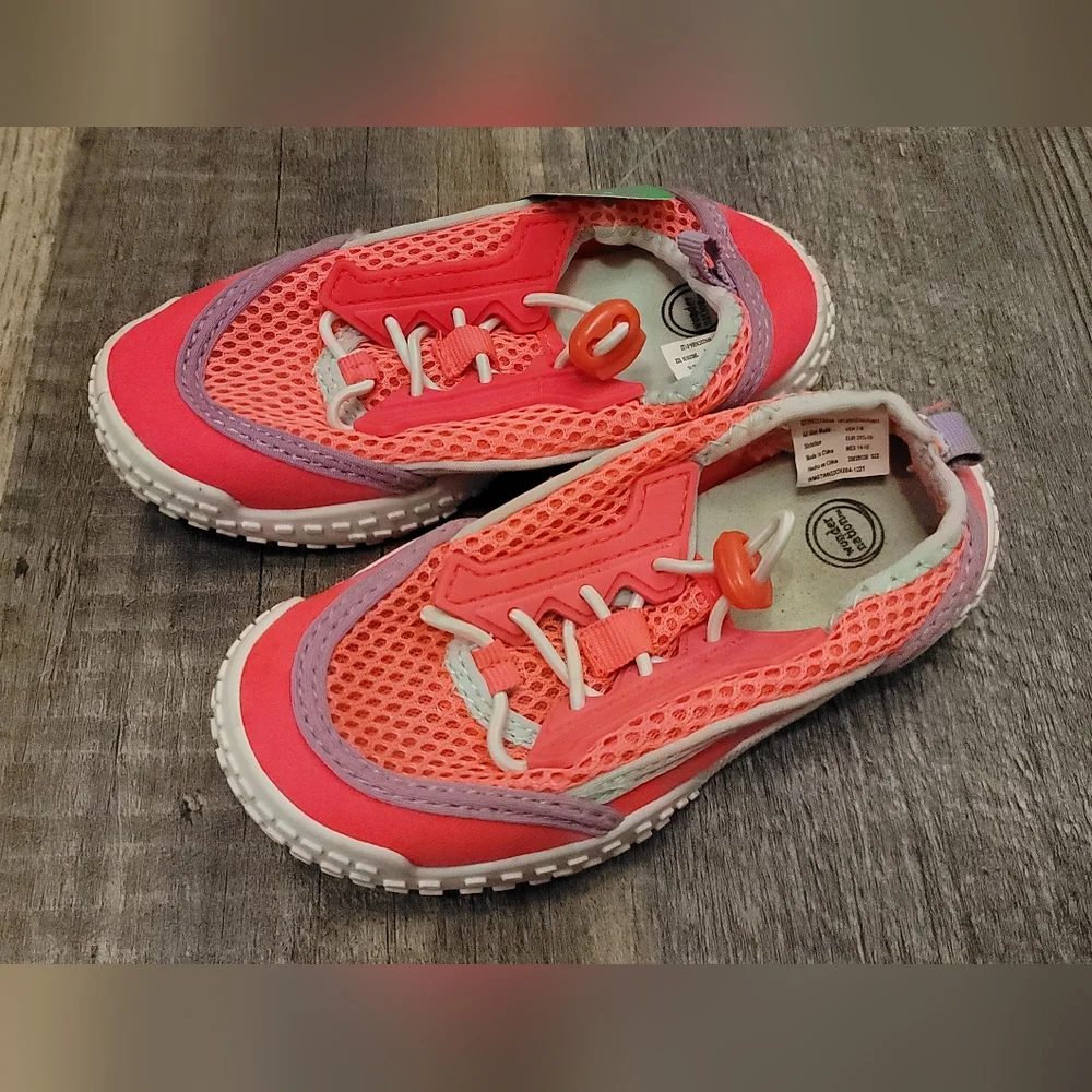 Wonder Nation Toddler Girls Size 7/8 Pink Mesh Water Shoes Swimming Pool Beach